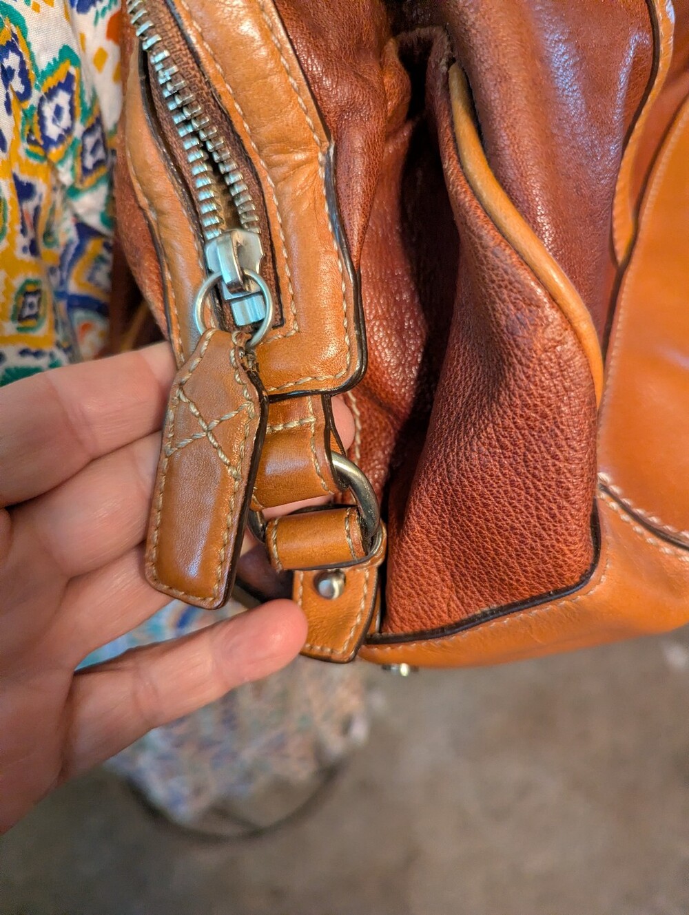 Cole Haan Burgundy Tan Leather Satchel. - Picture 5 of 11